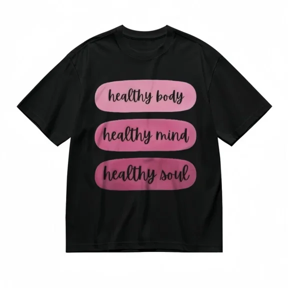 Unisex Trend Classic T-Shirt Pink Gradient Wellness Typography Design Tee Black Unisex S-5XL Hot Trending Shirt, Vintage Birthday Gift