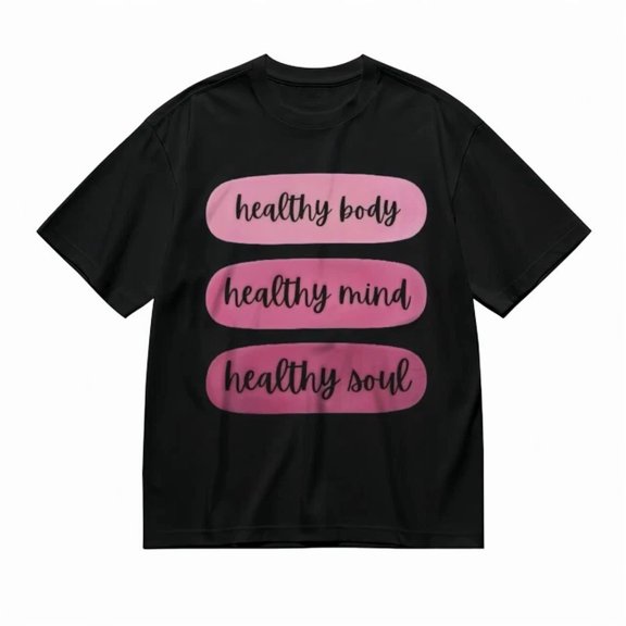 Unisex Trend Classic T-Shirt Pink Gradient Wellness Typography Design Tee Black, Unisex T-Shirt