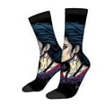 thumbnail image 1 of Unisex Trendy Ankle Socks - 2 Pairs with Vibrant Woman Illustration & Intricate Jewelry Design Perfect for All Seasons, 1 of 5