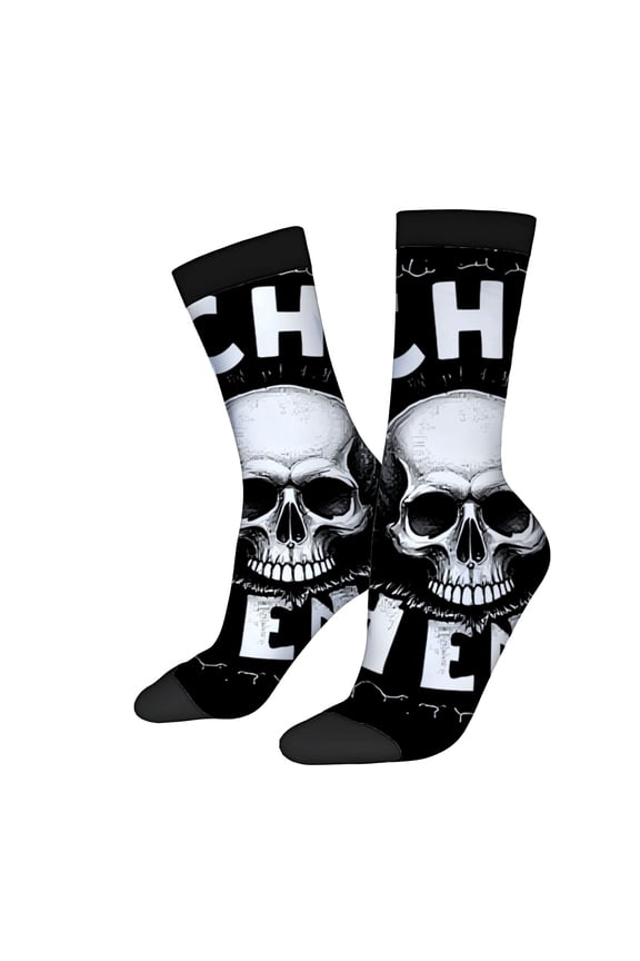 Unisex Trendy Design Socks - 2 Pairs Edgy Gothic Style with Letters Perfect for All Seasons Mixed Colors