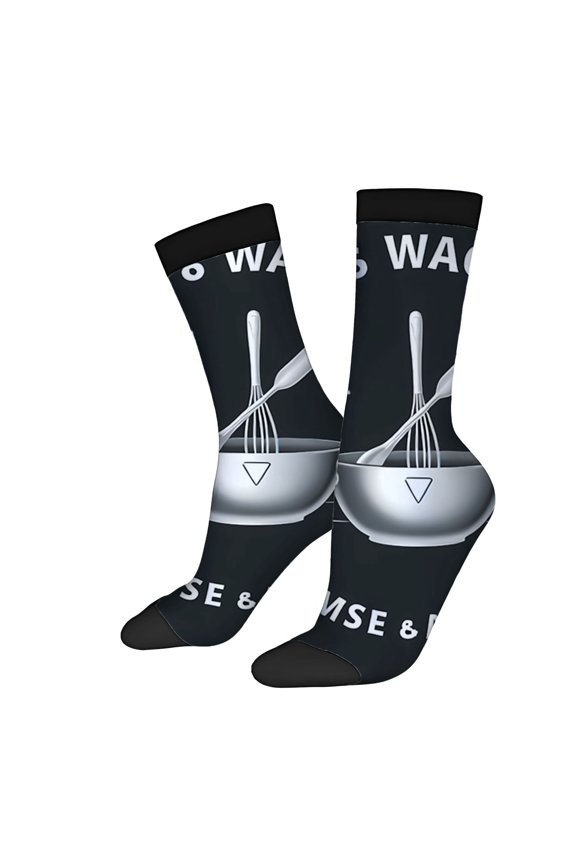 Unisex Trendy Kitchen Socks (2 Pairs) - Whisk & Mixing Design Playful Pattern for All Seasons Perfect for Cooking Enthusiasts
