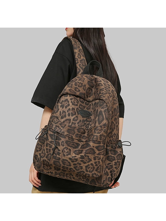 Unisex Trendy Leopard Print Backpack Large Capacity Student School Bookbag Back to School Backpack for Men Women