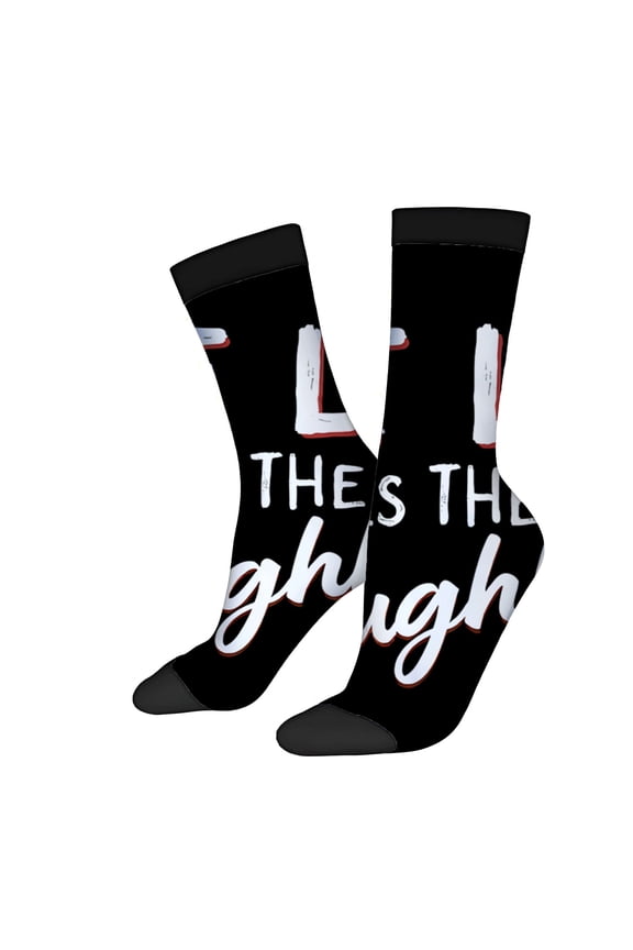 Unisex Trendy Socks - 2 Pairs Bold Black Design with " THESE THE " Text & Cursive Pattern Stylish Mixed Colors for All Seasons