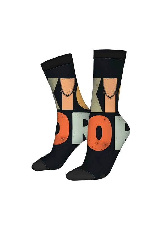 Unisex Trendy Socks - 2 Pairs Bold Black with ' KEEP ' Text & Boot Graphic Stylish Mixed Color Design for All Seasons