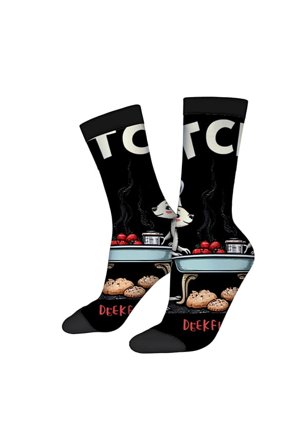 Unisex Trendy Socks (2 Pairs) - Playful Baking Cookies Design Colorful Mixed Patterns for All Seasons