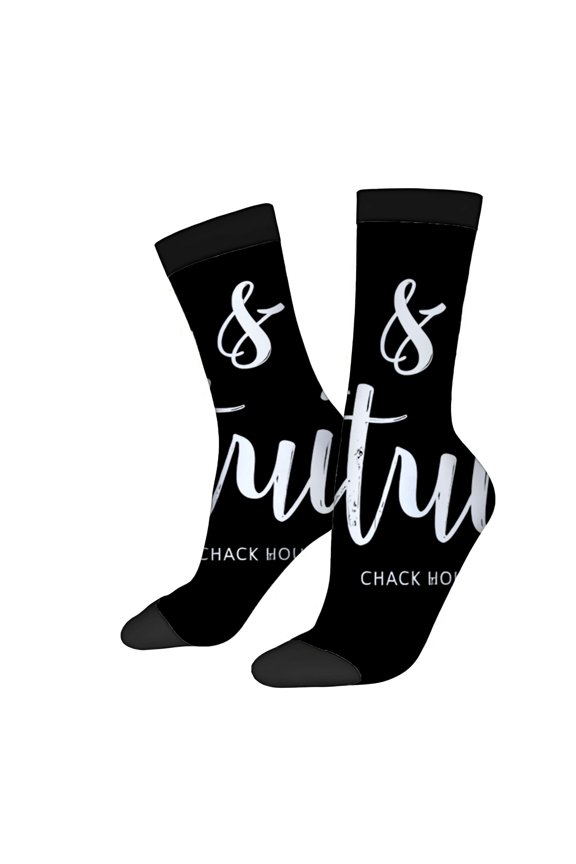 Unisex Trendy Socks (2 Pairs) - Stylish Black Socks with ' Future ' in Cursive & ' CHACK HOPE ' Text Perfect for All Seasons