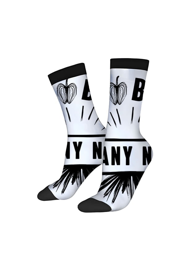 Unisex Trendy Socks (2 Pairs) - Stylish Black & White Design with Large ' B ' Radiating ' MY ANY ' Text - Perfect for All Seasons