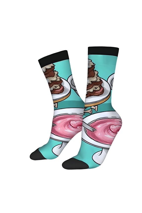 Unisex Trendy Socks (2 Pairs) - Vibrant Dessert & Cookie Design Mixed Colors Perfect for All Seasons Stylish & Fun