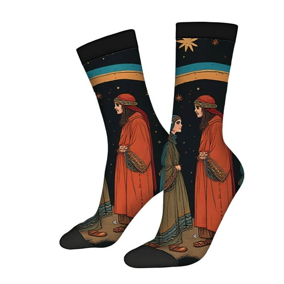 Unisex Trendy Socks - 2 Pairs of Mixed Color Socks with Unique Patterns for All Seasons - Stylish and Comfortable Footwear