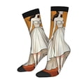 thumbnail image 1 of Unisex Trendy Socks - 2 Pairs with Artistic Woman in White Dress Design Stylish Mixed Colors Perfect for All Seasons, 1 of 5