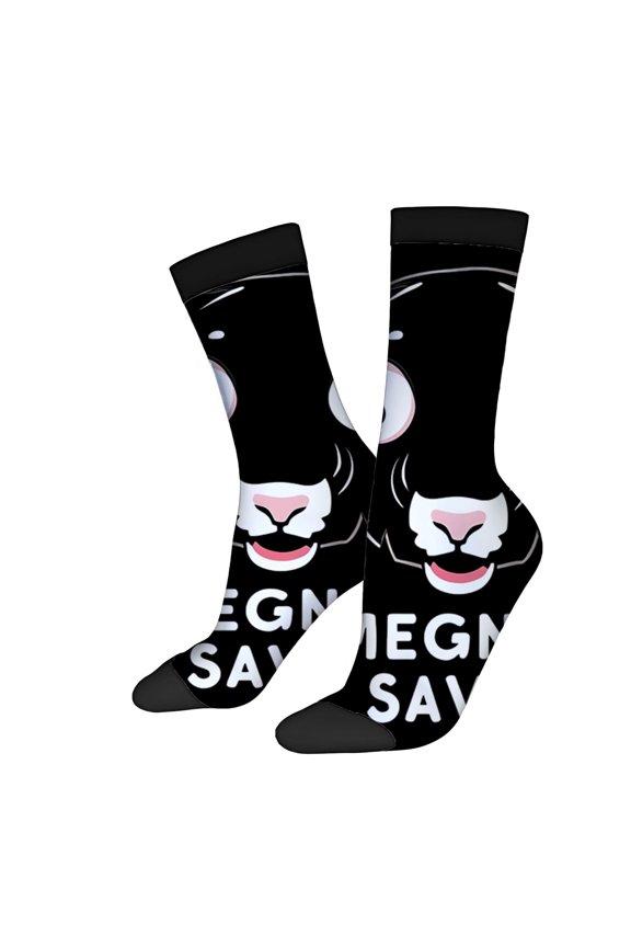 Unisex Trendy Socks - 2 Pairs with Bold Design & ' MEGNA SAV ' Text Perfect for All Seasons Mixed Colors