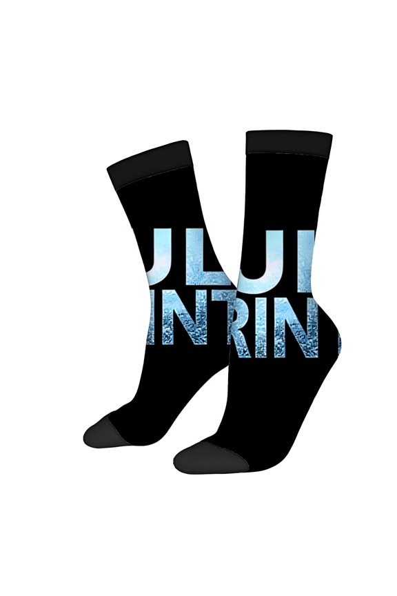 Unisex Trendy Socks - 2 Pairs with Bold ' INRIN ' Design Ribbed Top Pointed Toe Perfect for All Seasons Mixed Colors