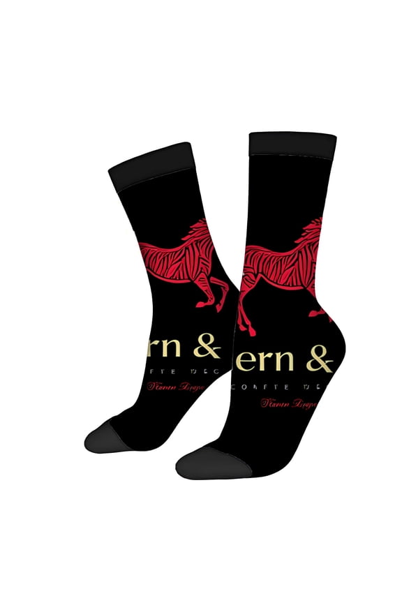 Unisex Trendy Socks - 2 Pairs with Bold Red Zebra Design & Gold Text Stylish Mixed Color Socks for All Seasons