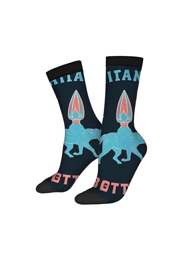 Unisex Trendy Socks - 2 Pairs with Dark Blue Background Design & ' BGT ' Text Perfect for All Seasons