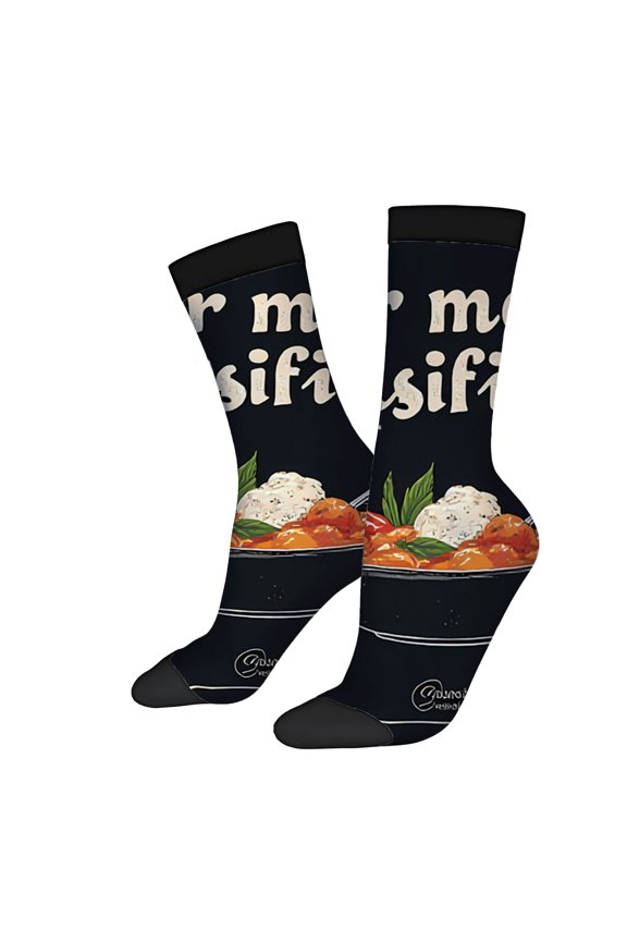Unisex Trendy Socks - 2 Pairs with Stylish Design Rice & Meat Pattern Perfect for All Seasons Mixed Colors