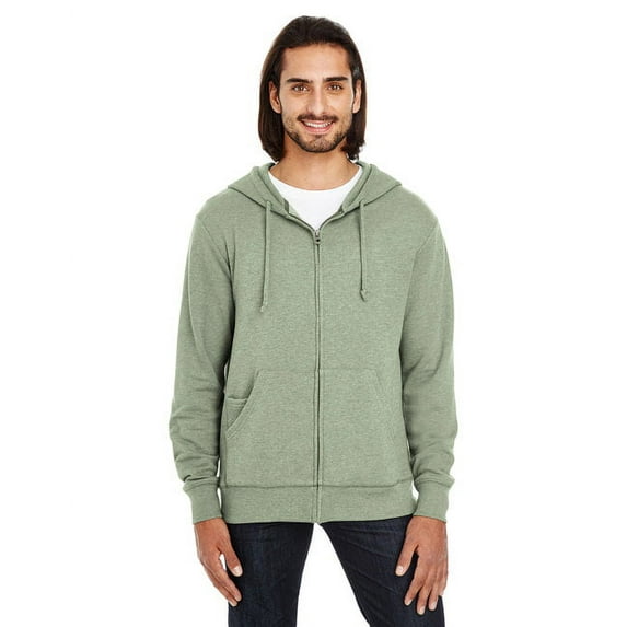 Unisex Triblend French Terry Full-Zip - ARMY HEATHER - 3XL