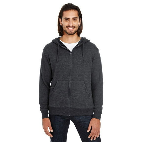 Unisex Triblend French Terry Full-Zip - BLACK HEATHER - XS