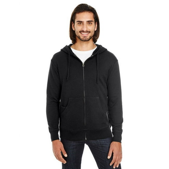 Unisex Triblend French Terry Full-Zip - BLACK SOLID - S