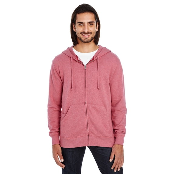 Unisex Triblend French Terry Full-Zip - CARDINAL HEATHER - XL