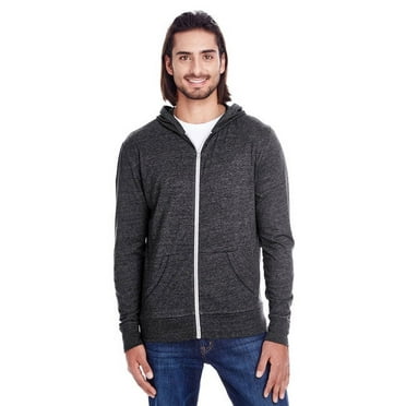 Unisex Triblend Full-Zip Light Hoodie - BLACK TRIBLEND - 2XL