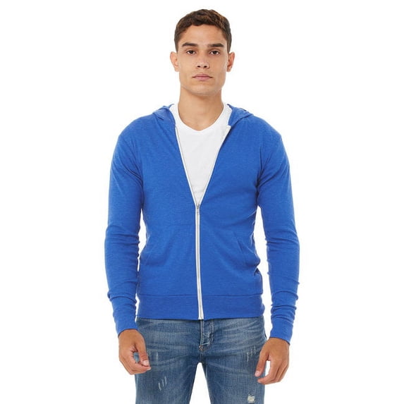 Unisex Triblend Full-Zip Lightweight Hoodie - TRUE ROYAL TRIB - XL