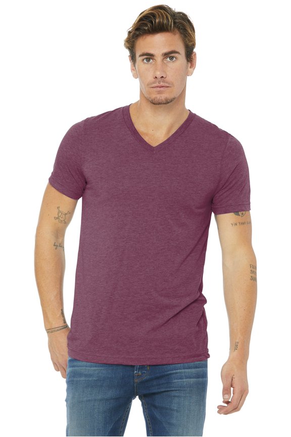 Unisex Triblend V-Neck T-Shirt - MAROON TRIBLEND - XS