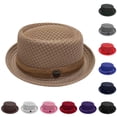 thumbnail image 1 of Unisex Trilby Fedora Hat Mesh Breathable Sun Hat Men Women Summer Outdoor Lightweight Small Dress Hat for Beach Travel Vacation Red, 1 of 4