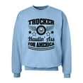 thumbnail image 1 of Unisex Trucker Haulin Ass For America Skull Tire Adult Crew Neck Sweatshirt-Light Blue-small, 1 of 4
