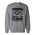 thumbnail image 1 of Unisex Trucker Haulin Ass For America Skull Tire Adult Crew Neck Sweatshirt-Oxford Grey-small, 1 of 4