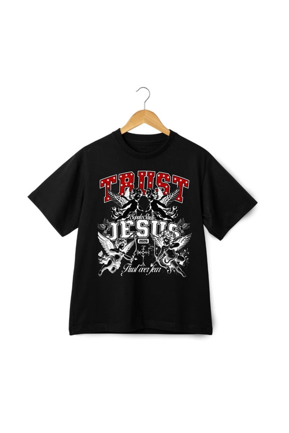 Unisex Trust Jesus Cherub Graphic Tee|Christian Faith&Street Style Daily T-Shirt
