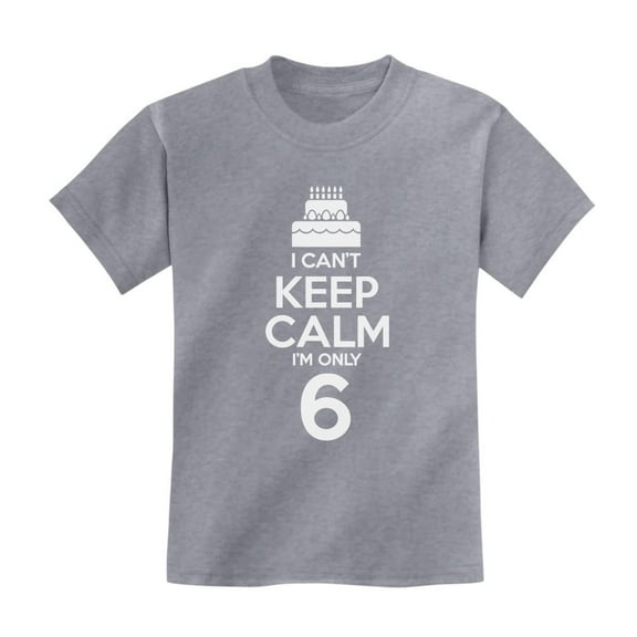 Unisex Tstars 6th Birthday T-Shirt - Unique Birthday Gift - I Can't Keep Calm I'm 6 Graphic Tee - Ideal for Celebrating Six-Year-Old Birthday - Kids Party Celebration Shirt - 3T Gray