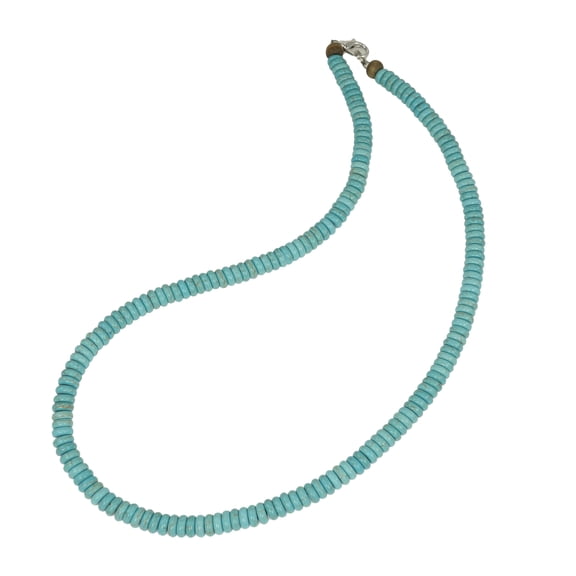 Unisex Turquoise Gemstone Beaded Necklace - 6mm – 18 inch