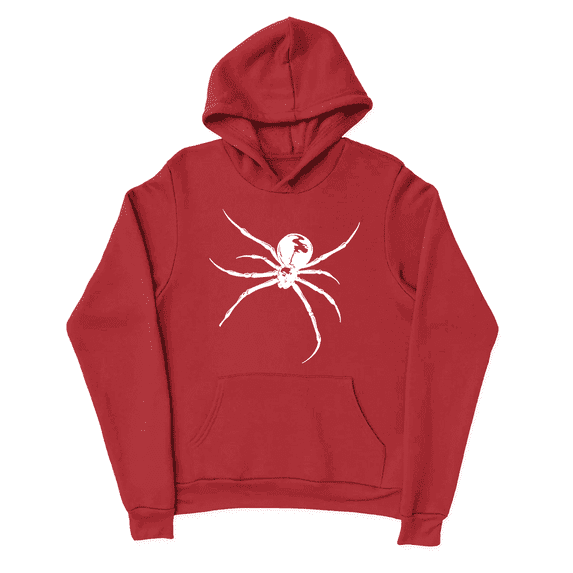 Unisex Twin Paranormal Spider Graphic Long Sleeve Pullover Hoodie Creepy Streetwear,XXS,red