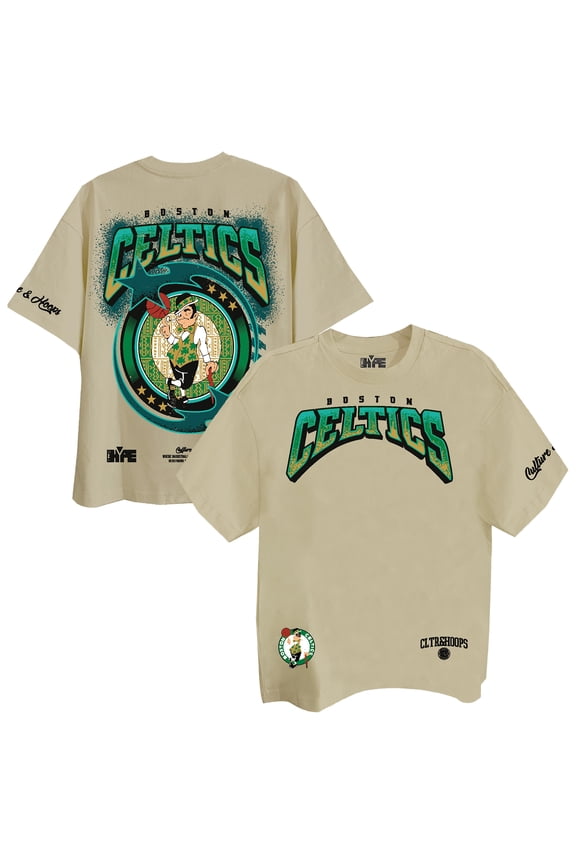 Unisex Two Hype Cream Boston Celtics Drip & Dime Elevated Drop Shoulder T-Shirt