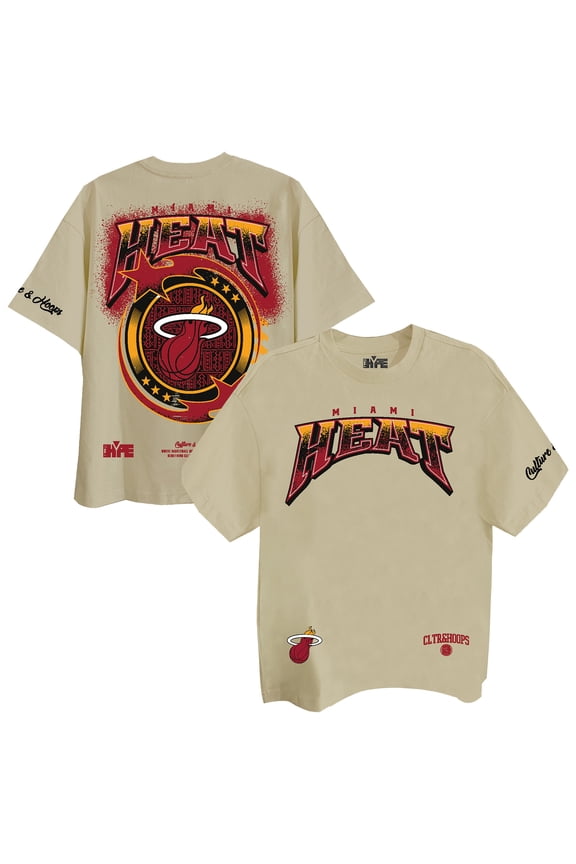 Unisex Two Hype Cream Miami Heat Drip & Dime Elevated Drop Shoulder T-Shirt