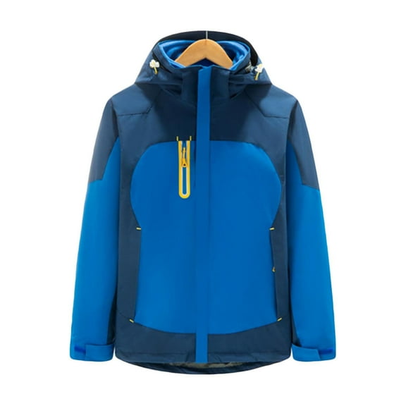 Unisex Two-Piece Three-in-One Windbreaker Outdoor Hooded Color Block Cargo Jackets Casual Long Sleeve Outerwear