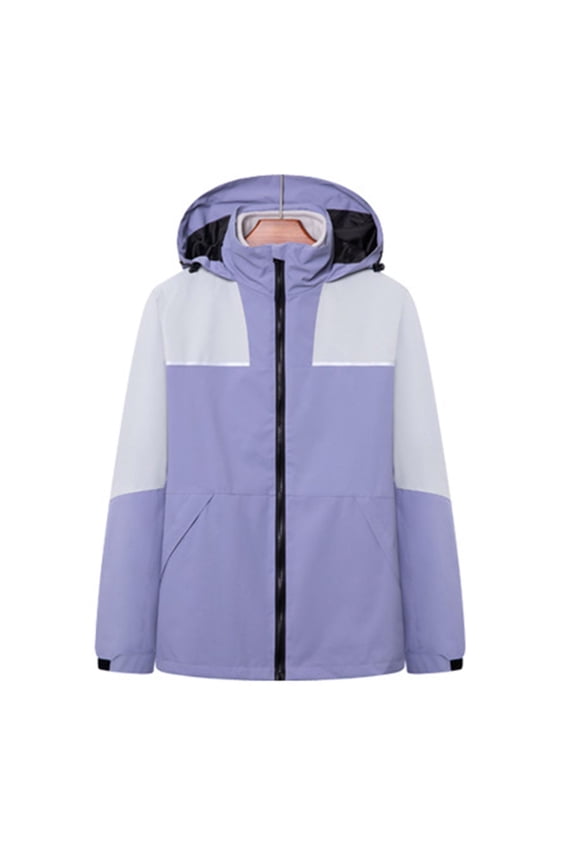 Unisex Two-Piece Three-in-One Windbreaker Outdoor Hooded Color Block Cargo Jackets Casual Long Sleeve Outerwear