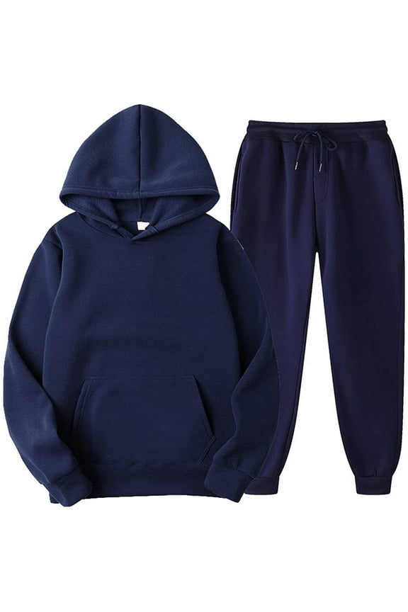 Unisex Two Piece Tracksuit Set Long Sleeve Sweatsuits & Pants Casual Outfits Men's And Women's Sports Tracksuits Pullover Hoodies Sweatpants Fall Winter Suit Navy XXXL