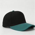 thumbnail image 1 of Unisex Two Tone Cotton Patchwork Hat,Suede Brim Flat Bill Trucker Baseball Cap, Adjustable Crown Cap,Blank Plain Crown Patchwork Hat for Running Hiking Fishing Travel Streetwear Skate Blackish Green, 1 of 4