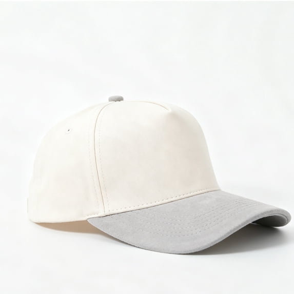 Unisex Two Tone Cotton Patchwork Hat,Suede Brim Flat Bill Trucker Baseball Cap, Adjustable Snapback Crown Cap,Blank Plain Crown Patchwork Hat for Running Hiking Fishing Travel Streetwear Skate Grey