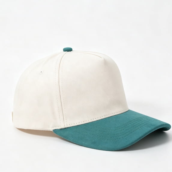 Unisex Two Tone Cotton Patchwork Hat,Suede Brim Flat Bill Trucker Baseball Cap, Adjustable Snapback Crown Cap,Blank Plain Crown Patchwork Hat for Running Hiking Fishing Travel Streetwear Skate Green