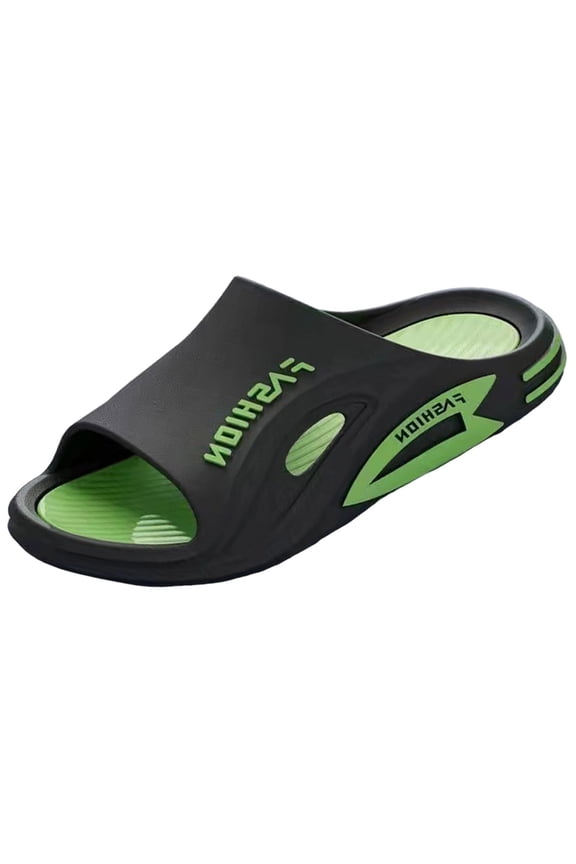 Unisex Two-Tone Fashion Letter Print EVA Thick Platform Slide Sandals Non Slip Shower Slippers,42