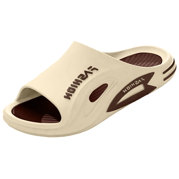 Unisex Two-Tone Fashion Letter Print EVA Thick Platform Slide Sandals Non Slip Shower Slippers,43