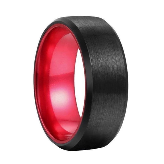 Unisex Two-Tone Tungsten Ring: 8mm Wide Beveled Edge, Simple Design, Electroplated Finish, Metal Construction