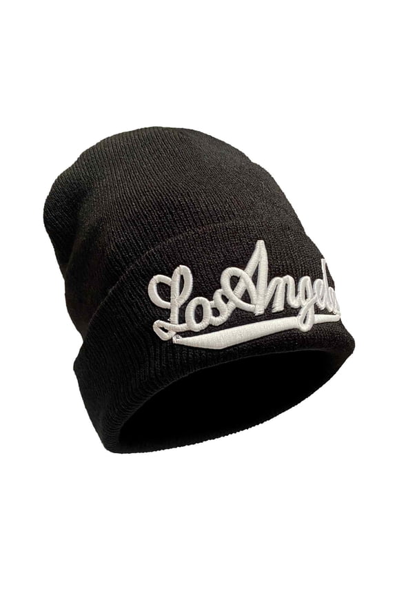 Unisex US City Name Embroidered Beanie, LA/Black, One Size, 1pc.