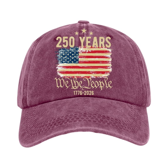 Unisex USA 250th Anniversary Baseball Cap 1776-2026 Distressed Washed Flag Print People Patriotic Adjustable Vintage Dad Hat for Independence Day Celebrations and Daily Wear