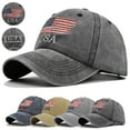thumbnail image 1 of Unisex USA Flag Baseball Cap, Patriotic Embroidered Cotton Snapback Hat, Distressed Washed Adjustable Cap for 4th of July, Independence Day, Outdoor Events and Daily Wear-Dark Gray, 1 of 5