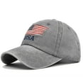 thumbnail image 1 of Unisex USA Flag Baseball Cap, Patriotic Embroidered Cotton Snapback Hat, Distressed Washed Adjustable Cap for 4th of July, Independence Day, Outdoor Events and Daily Wear-Gray, 1 of 8