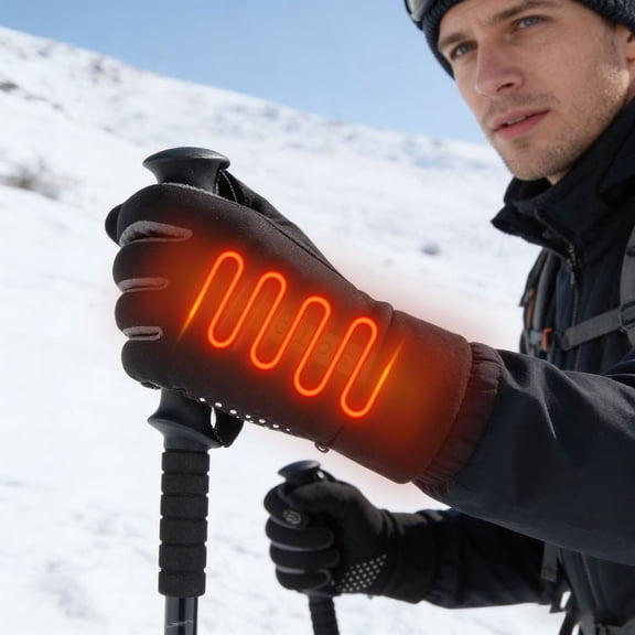 Unisex USB Heated Constant Temperature Gloves - Waterproof Touchscreen Mittens for Men & Women, One Size Fits Adults, Warm Insulated Gloves for Driving, Cycling, Hunting & Hiking, 3.9*9.3in, Black