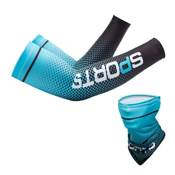 Unisex UV Protection Arm Sleeves with Face Cover Set, Cooling Arm Sleeves Ice Silk Arm Cover Sleeves for Cycling Jogging Outdoors Wearing